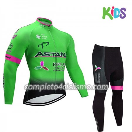 Completo Maglia Ciclismo + Calzamaglia 2017 Astana Pro Team Bambino N002 Completo Maglia Ciclismo + Calzamaglia 2017 Astana Pro Team Bambino N002